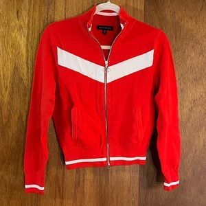 BANANA REPUBLIC Orange with White Stripe Zippered Cardigan Sweater Sz XS